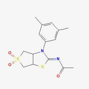 molecular formula C15H18N2O3S2 B12198806 N-[(2Z)-3-(3,5-dimethylphenyl)-5,5-dioxidotetrahydrothieno[3,4-d][1,3]thiazol-2(3H)-ylidene]acetamide 