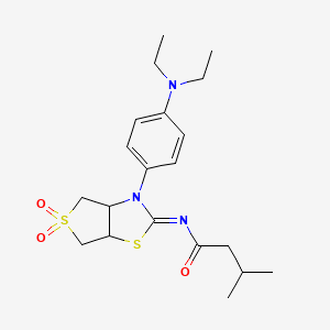 molecular formula C20H29N3O3S2 B12198896 N-[(2Z)-3-[4-(diethylamino)phenyl]-5,5-dioxidotetrahydrothieno[3,4-d][1,3]thiazol-2(3H)-ylidene]-3-methylbutanamide 