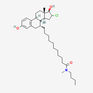 molecular formula C34H54ClNO3 B1219893 N-butyl-11-[(7R,8R,9S,13S,14S,16R,17R)-16-chloro-3,17-dihydroxy-13-methyl-6,7,8,9,11,12,14,15,16,17-decahydrocyclopenta[a]phenanthren-7-yl]-N-methylundecanamide CAS No. 131811-54-6