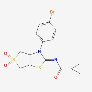 molecular formula C15H15BrN2O3S2 B12198953 N-[(2Z)-3-(4-bromophenyl)-5,5-dioxidotetrahydrothieno[3,4-d][1,3]thiazol-2(3H)-ylidene]cyclopropanecarboxamide 