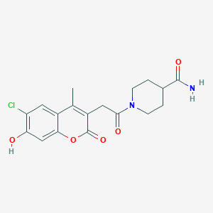 molecular formula C18H19ClN2O5 B12199054 1-[(6-chloro-7-hydroxy-4-methyl-2-oxo-2H-chromen-3-yl)acetyl]piperidine-4-carboxamide 