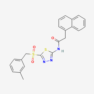 molecular formula C22H19N3O3S2 B12199124 N-(5-((3-methylbenzyl)sulfonyl)-1,3,4-thiadiazol-2-yl)-2-(naphthalen-1-yl)acetamide 