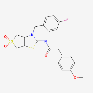 molecular formula C21H21FN2O4S2 B12199131 N-[(2E)-3-(4-fluorobenzyl)-5,5-dioxidotetrahydrothieno[3,4-d][1,3]thiazol-2(3H)-ylidene]-2-(4-methoxyphenyl)acetamide 