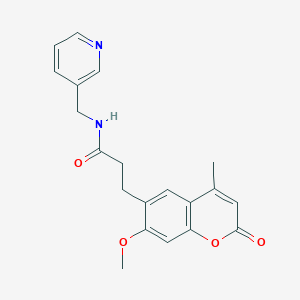 molecular formula C20H20N2O4 B12199134 3-(7-methoxy-4-methyl-2-oxo-2H-chromen-6-yl)-N-(pyridin-3-ylmethyl)propanamide 