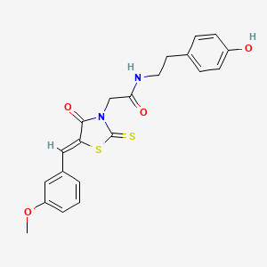 molecular formula C21H20N2O4S2 B12199156 N-[2-(4-hydroxyphenyl)ethyl]-2-[(5Z)-5-(3-methoxybenzylidene)-4-oxo-2-thioxo-1,3-thiazolidin-3-yl]acetamide 