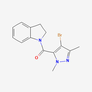 molecular formula C14H14BrN3O B1219916 (4-Bromo-2,5-dimethyl-3-pyrazolyl)-(2,3-dihydroindol-1-yl)methanone 