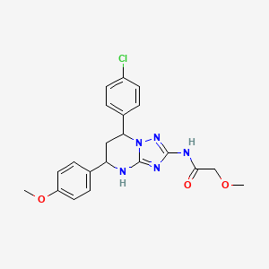 molecular formula C21H22ClN5O3 B1219921 N-[7-(4-chlorophenyl)-5-(4-methoxyphenyl)-1,5,6,7-tetrahydro-[1,2,4]triazolo[1,5-a]pyrimidin-2-yl]-2-methoxyacetamide 