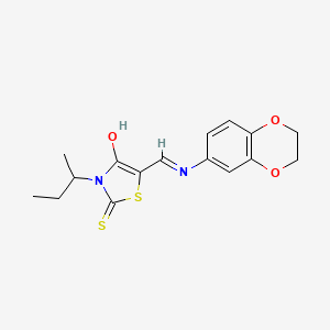 molecular formula C16H18N2O3S2 B12199226 (5E)-3-(butan-2-yl)-5-[(2,3-dihydro-1,4-benzodioxin-6-ylamino)methylidene]-2-thioxo-1,3-thiazolidin-4-one 