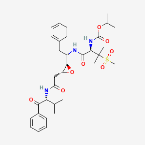 molecular formula C33H45N3O8S B1219926 isopropyl N-[(1R)-1-[[(1S)-1-[(2R,3R)-3-[2-[[(1R)-1-benzoyl-2-methyl-propyl]amino]-2-oxo-ethyl]oxiran-2-yl]-2-phenyl-ethyl]carbamoyl]-2-methyl-2-methylsulfonyl-propyl]carbamate 
