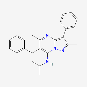 molecular formula C24H26N4 B12199271 6-benzyl-2,5-dimethyl-3-phenyl-N-(propan-2-yl)pyrazolo[1,5-a]pyrimidin-7-amine 