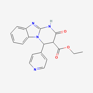 molecular formula C18H16N4O3 B12199375 Ethyl 2-hydroxy-4-(pyridin-4-yl)-3,4-dihydropyrimido[1,2-a]benzimidazole-3-carboxylate 