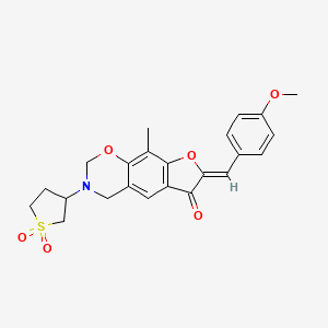 molecular formula C23H23NO6S B12199377 (7Z)-3-(1,1-dioxidotetrahydrothiophen-3-yl)-7-(4-methoxybenzylidene)-9-methyl-3,4-dihydro-2H-furo[3,2-g][1,3]benzoxazin-6(7H)-one 