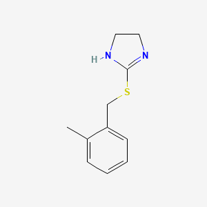 molecular formula C11H14N2S B12199464 2-{[(2-methylphenyl)methyl]sulfanyl}-4,5-dihydro-1H-imidazole 