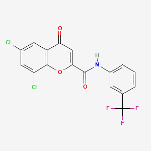 molecular formula C17H8Cl2F3NO3 B12199474 6,8-dichloro-4-oxo-N-[3-(trifluoromethyl)phenyl]-4H-chromene-2-carboxamide 