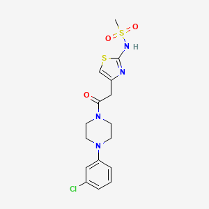 molecular formula C16H19ClN4O3S2 B12199479 N-(4-{2-[4-(3-chlorophenyl)piperazin-1-yl]-2-oxoethyl}-1,3-thiazol-2-yl)methanesulfonamide 