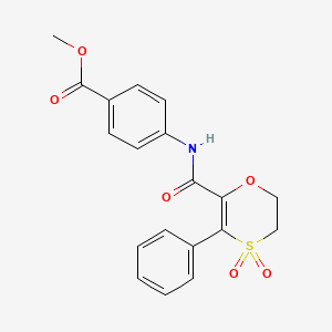molecular formula C19H17NO6S B12199495 Methyl 4-{[(4,4-dioxido-3-phenyl-5,6-dihydro-1,4-oxathiin-2-yl)carbonyl]amino}benzoate 