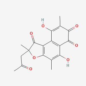 molecular formula C18H16O7 B1219950 Dapmavarone CAS No. 33431-35-5