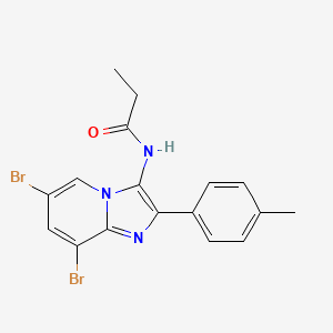 molecular formula C17H15Br2N3O B12199588 N-[6,8-dibromo-2-(4-methylphenyl)imidazo[1,2-a]pyridin-3-yl]propanamide 