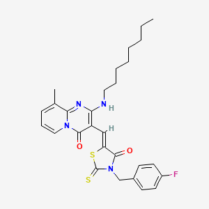 molecular formula C28H31FN4O2S2 B12199592 3-{(Z)-[3-(4-fluorobenzyl)-4-oxo-2-thioxo-1,3-thiazolidin-5-ylidene]methyl}-9-methyl-2-(octylamino)-4H-pyrido[1,2-a]pyrimidin-4-one 