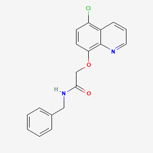molecular formula C18H15ClN2O2 B12199614 Acetamide, 2-[(5-chloro-8-quinolinyl)oxy]-N-(phenylmethyl)- CAS No. 88350-51-0