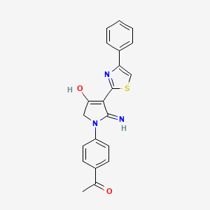 molecular formula C21H17N3O2S B12199618 1-(4-acetylphenyl)-5-amino-4-(4-phenyl-1,3-thiazol-2-yl)-1,2-dihydro-3H-pyrrol-3-one 