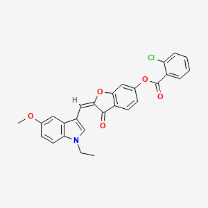 molecular formula C27H20ClNO5 B12199623 (2E)-2-[(1-ethyl-5-methoxy-1H-indol-3-yl)methylidene]-3-oxo-2,3-dihydro-1-benzofuran-6-yl 2-chlorobenzoate 
