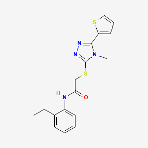molecular formula C17H18N4OS2 B12199682 N-(2-ethylphenyl)-2-{[4-methyl-5-(thiophen-2-yl)-4H-1,2,4-triazol-3-yl]sulfanyl}acetamide 