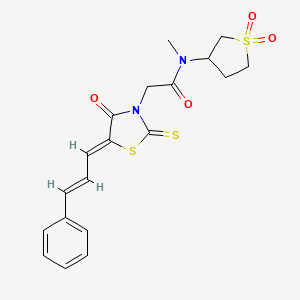 molecular formula C19H20N2O4S3 B12199687 N-(1,1-dioxidotetrahydrothiophen-3-yl)-N-methyl-2-{(5Z)-4-oxo-5-[(2E)-3-phenylprop-2-en-1-ylidene]-2-thioxo-1,3-thiazolidin-3-yl}acetamide 
