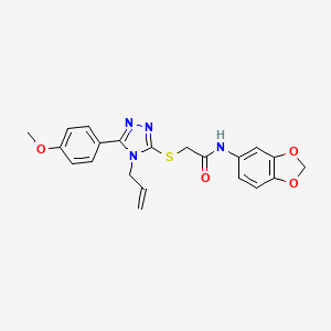 molecular formula C21H20N4O4S B12199690 N-(1,3-benzodioxol-5-yl)-2-{[5-(4-methoxyphenyl)-4-(prop-2-en-1-yl)-4H-1,2,4-triazol-3-yl]sulfanyl}acetamide 