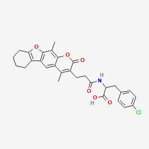 molecular formula C29H28ClNO6 B12199702 4-chloro-N-[3-(4,11-dimethyl-2-oxo-6,7,8,9-tetrahydro-2H-[1]benzofuro[3,2-g]chromen-3-yl)propanoyl]phenylalanine 