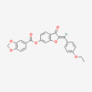 molecular formula C25H18O7 B12199782 (2Z)-2-(4-ethoxybenzylidene)-3-oxo-2,3-dihydro-1-benzofuran-6-yl 1,3-benzodioxole-5-carboxylate 