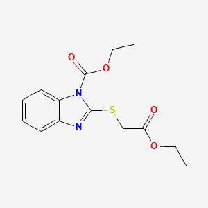 molecular formula C14H16N2O4S B1219981 ETHYL 2-[(2-ETHOXY-2-OXOETHYL)SULFANYL]-1H-1,3-BENZODIAZOLE-1-CARBOXYLATE 