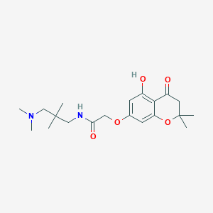 molecular formula C20H30N2O5 B12199816 N-[3-(dimethylamino)-2,2-dimethylpropyl]-2-[(5-hydroxy-2,2-dimethyl-4-oxo-3,4-dihydro-2H-chromen-7-yl)oxy]acetamide 