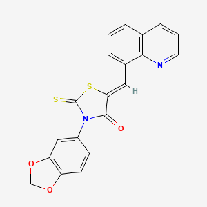 molecular formula C20H12N2O3S2 B12199824 (5Z)-3-(1,3-benzodioxol-5-yl)-5-(quinolin-8-ylmethylidene)-2-thioxo-1,3-thiazolidin-4-one 