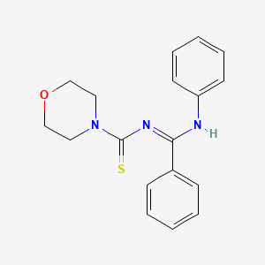 molecular formula C18H19N3OS B12199879 4-Morpholinecarbothioamide, N-[phenyl(phenylimino)methyl]- 
