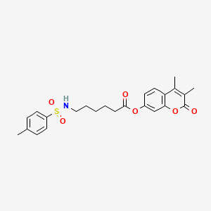 molecular formula C24H27NO6S B12199882 3,4-dimethyl-2-oxo-2H-chromen-7-yl 6-{[(4-methylphenyl)sulfonyl]amino}hexanoate 