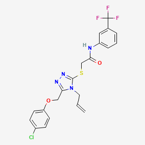 molecular formula C21H18ClF3N4O2S B12199884 2-({5-[(4-chlorophenoxy)methyl]-4-(prop-2-en-1-yl)-4H-1,2,4-triazol-3-yl}sulfanyl)-N-[3-(trifluoromethyl)phenyl]acetamide 