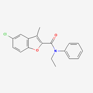 molecular formula C18H16ClNO2 B12199898 5-chloro-N-ethyl-3-methyl-N-phenyl-1-benzofuran-2-carboxamide 