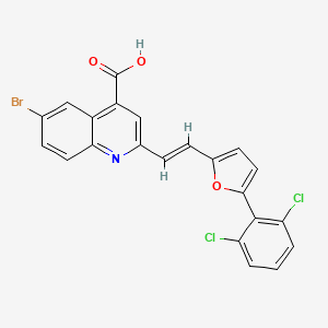 molecular formula C22H12BrCl2NO3 B12199925 6-bromo-2-{(E)-2-[5-(2,6-dichlorophenyl)furan-2-yl]ethenyl}quinoline-4-carboxylic acid 