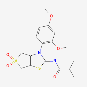 molecular formula C17H22N2O5S2 B12199977 N-[(2Z)-3-(2,4-dimethoxyphenyl)-5,5-dioxidotetrahydrothieno[3,4-d][1,3]thiazol-2(3H)-ylidene]-2-methylpropanamide 