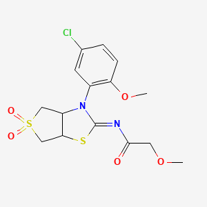 molecular formula C15H17ClN2O5S2 B12199994 N-[(2E)-3-(5-chloro-2-methoxyphenyl)-5,5-dioxidotetrahydrothieno[3,4-d][1,3]thiazol-2(3H)-ylidene]-2-methoxyacetamide 