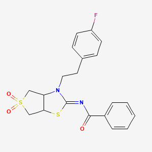molecular formula C20H19FN2O3S2 B12199997 N-[(2Z)-3-[2-(4-fluorophenyl)ethyl]-5,5-dioxidotetrahydrothieno[3,4-d][1,3]thiazol-2(3H)-ylidene]benzamide 