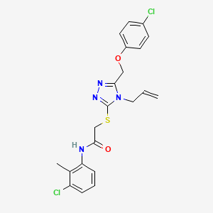 molecular formula C21H20Cl2N4O2S B12200230 N-(3-chloro-2-methylphenyl)-2-({5-[(4-chlorophenoxy)methyl]-4-(prop-2-en-1-yl)-4H-1,2,4-triazol-3-yl}sulfanyl)acetamide 
