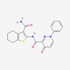 molecular formula C20H18N4O3S B12200251 N-(3-carbamoyl-4,5,6,7-tetrahydro-1-benzothiophen-2-yl)-4-oxo-1-phenyl-1,4-dihydropyridazine-3-carboxamide 