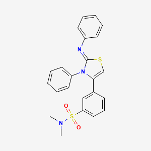 molecular formula C23H21N3O2S2 B12200285 N,N-dimethyl-3-[(2Z)-3-phenyl-2-(phenylimino)-2,3-dihydro-1,3-thiazol-4-yl]benzenesulfonamide 