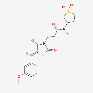 molecular formula C19H22N2O6S2 B12200395 N-(1,1-dioxidotetrahydrothiophen-3-yl)-3-[(5Z)-5-(3-methoxybenzylidene)-2,4-dioxo-1,3-thiazolidin-3-yl]-N-methylpropanamide 
