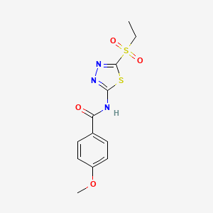 molecular formula C12H13N3O4S2 B12200427 N-(5-(ethylsulfonyl)-1,3,4-thiadiazol-2-yl)-4-methoxybenzamide 