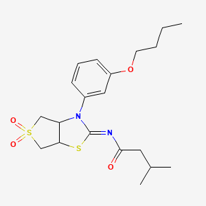 molecular formula C20H28N2O4S2 B12200579 N-[(2Z)-3-(3-butoxyphenyl)-5,5-dioxidotetrahydrothieno[3,4-d][1,3]thiazol-2(3H)-ylidene]-3-methylbutanamide 