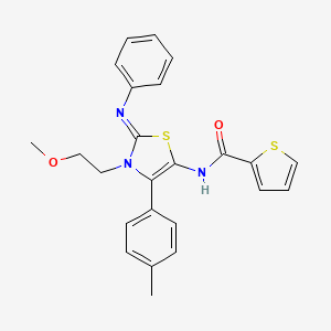 molecular formula C24H23N3O2S2 B12201112 N-[(2E)-3-(2-methoxyethyl)-4-(4-methylphenyl)-2-(phenylimino)-2,3-dihydro-1,3-thiazol-5-yl]thiophene-2-carboxamide 