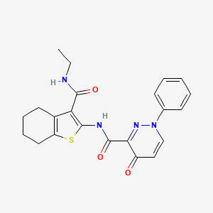 molecular formula C22H22N4O3S B12201145 N-[3-(ethylcarbamoyl)-4,5,6,7-tetrahydro-1-benzothiophen-2-yl]-4-oxo-1-phenyl-1,4-dihydropyridazine-3-carboxamide 